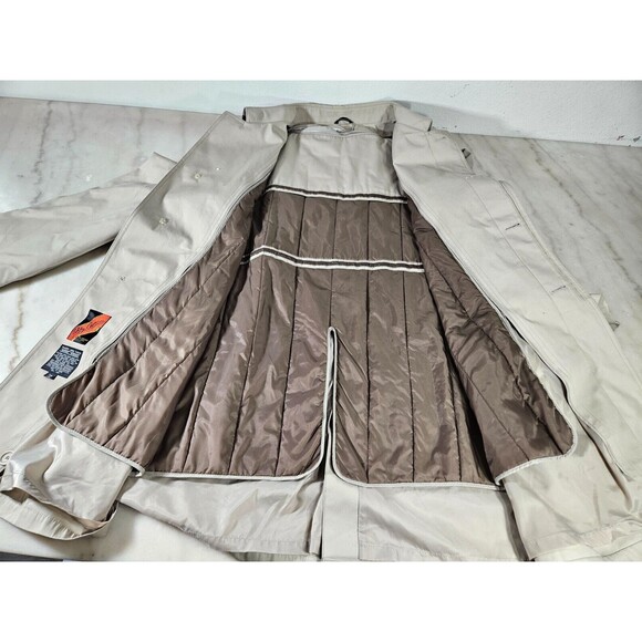 Vintage Oleg Cassini Thermolite Men's Trench Coat Tan All Weather Coat Size 54 - Picture 8 of 16